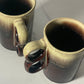 Green and Brown Stoneware Mugs with Double Handles - Set of 2