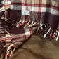 Smaller Vintage Faribo Brown Plaid Blanket - Made in USA