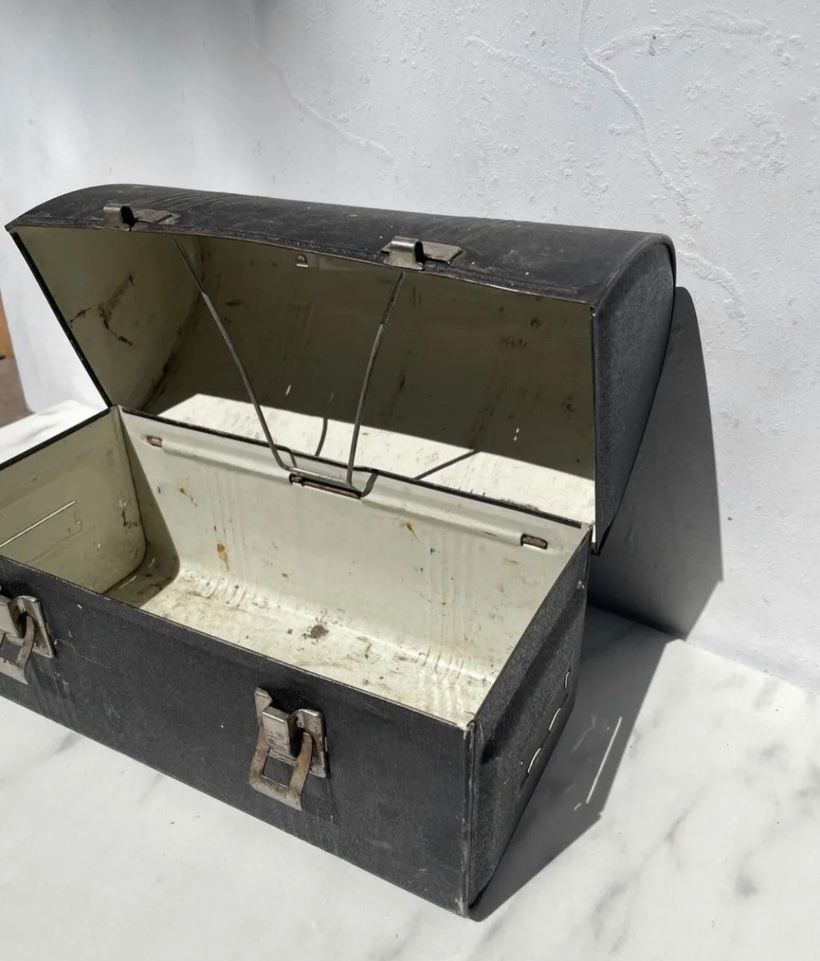 Vintage Black Metal Dome Lunchbox