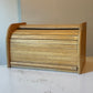 Vintage Blonde Wood Roll Top Bread Box