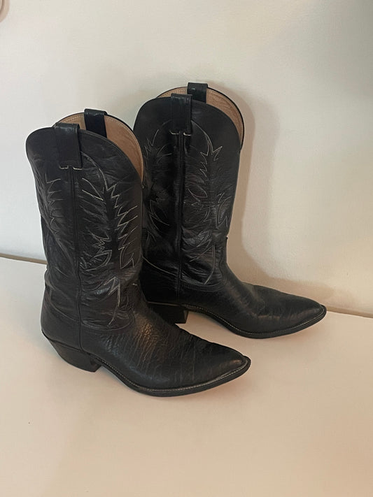 90’s Nocona Size 9  Black Leather Western Boots