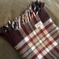 Smaller Vintage Faribo Brown Plaid Blanket - Made in USA