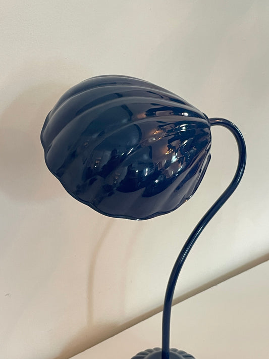 Vintage Dark Blue Metal Shell Table Lamp
