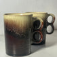 Green and Brown Stoneware Mugs with Double Handles - Set of 2