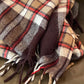 Smaller Vintage Faribo Brown Plaid Blanket - Made in USA