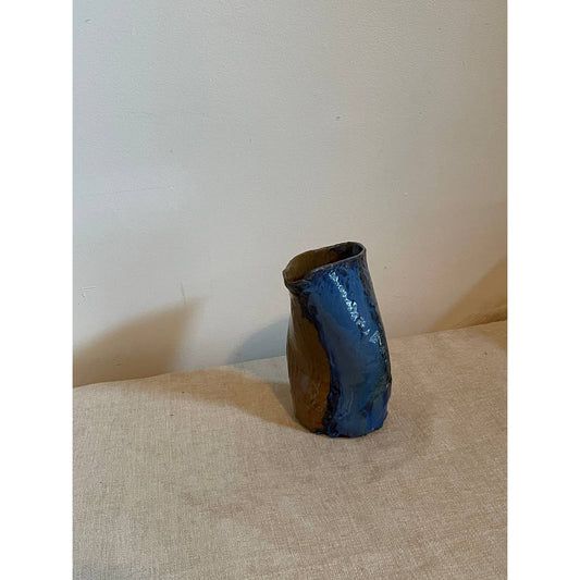 Blue and Brown Organic Textured Leaning Vases