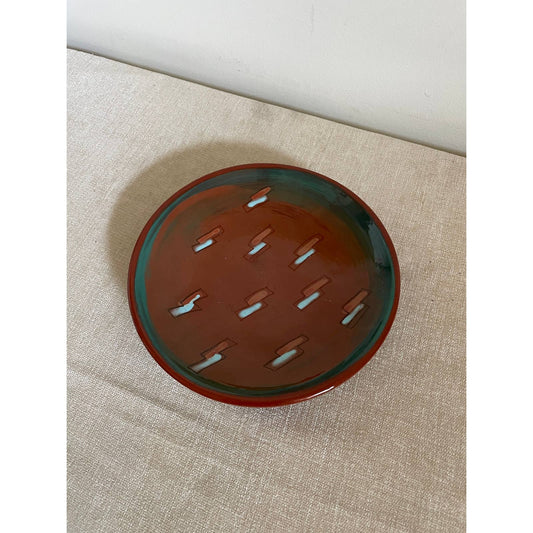 Handmade Terracotta and Turquoise Southwestern Wall Plate