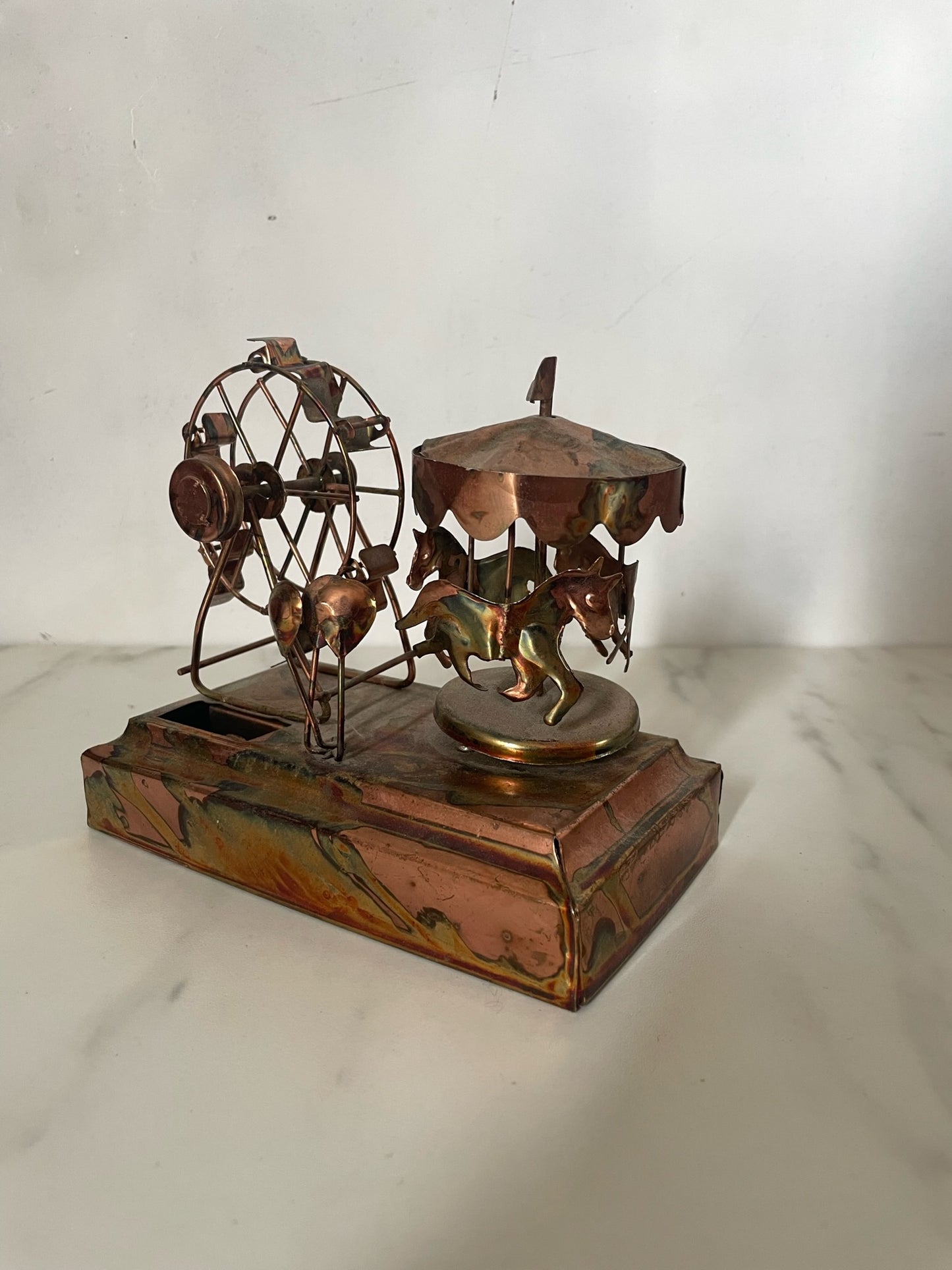 Vintage Copper Carnival Scene Music Box