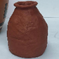 Terracotta Italian Painted Egyptian Scene Pot and Packed Clay Terracotta Mini Vase
