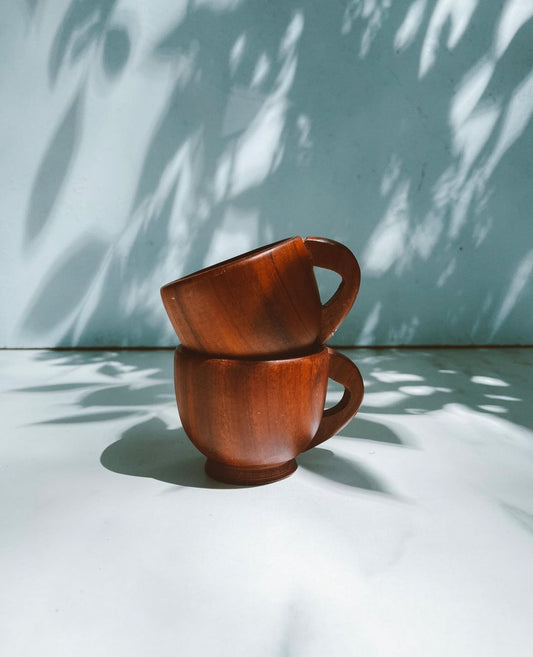 Pair of Hand Made Wooden Espresso Cups