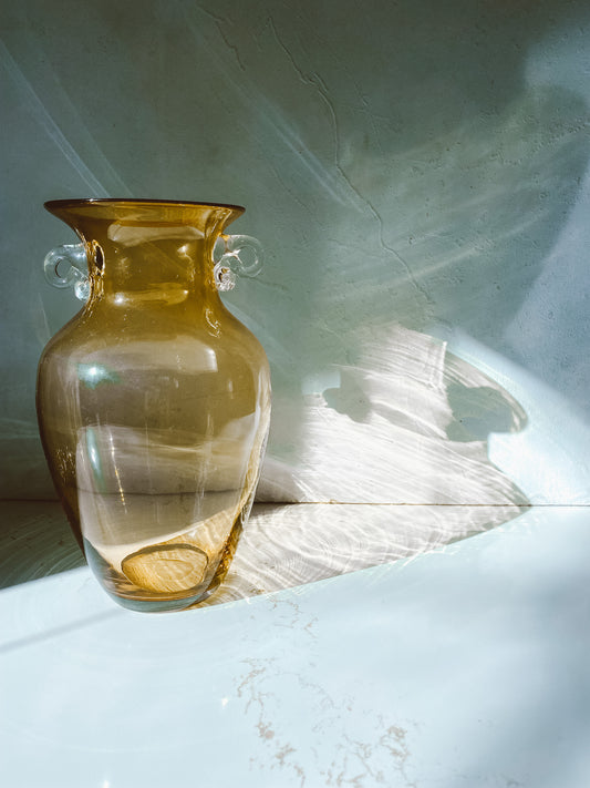 Handblown Glass Yellow Amphora Vase