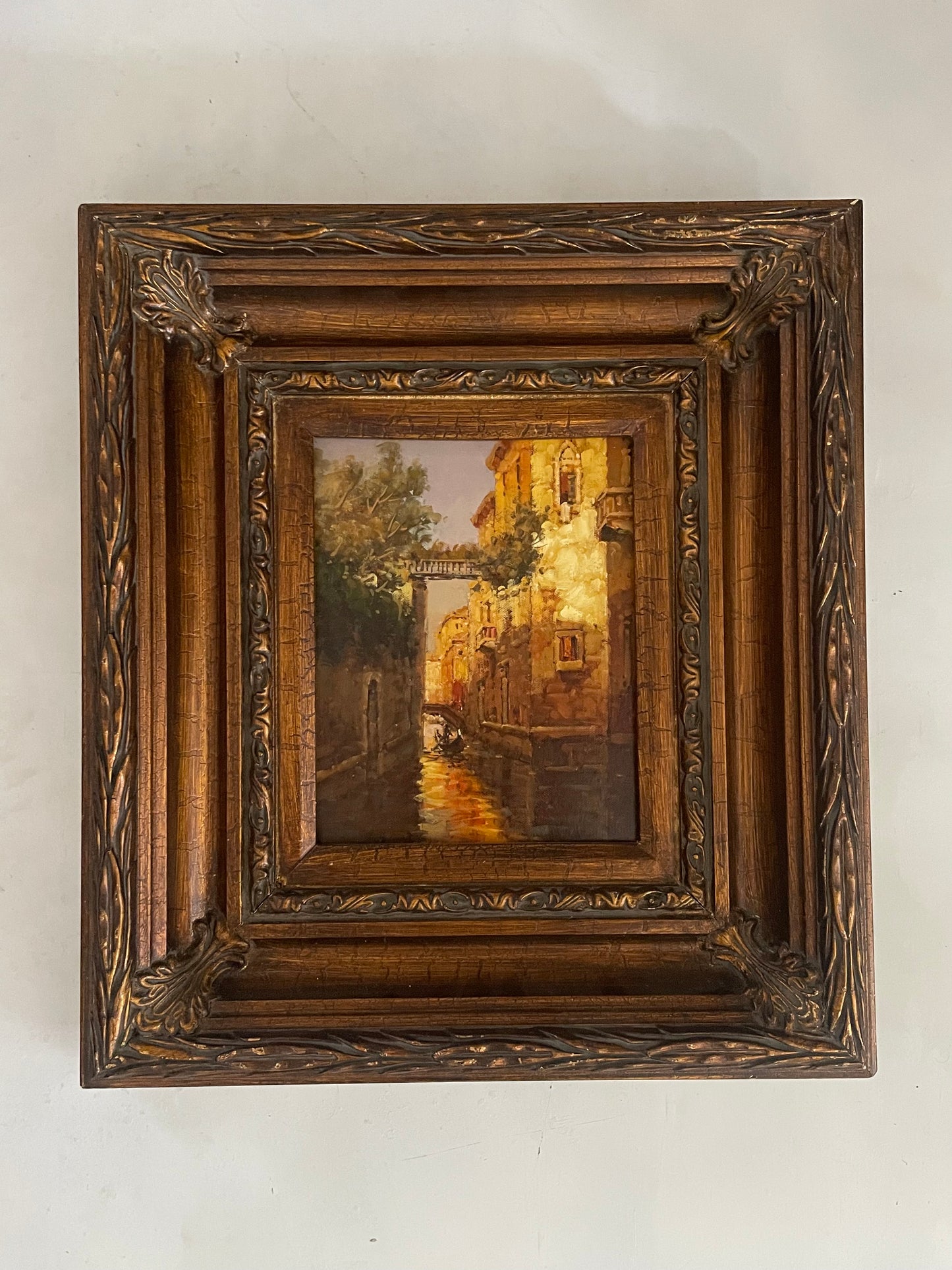 Old World Venice & Cathedral Painting Framed and Signed Art