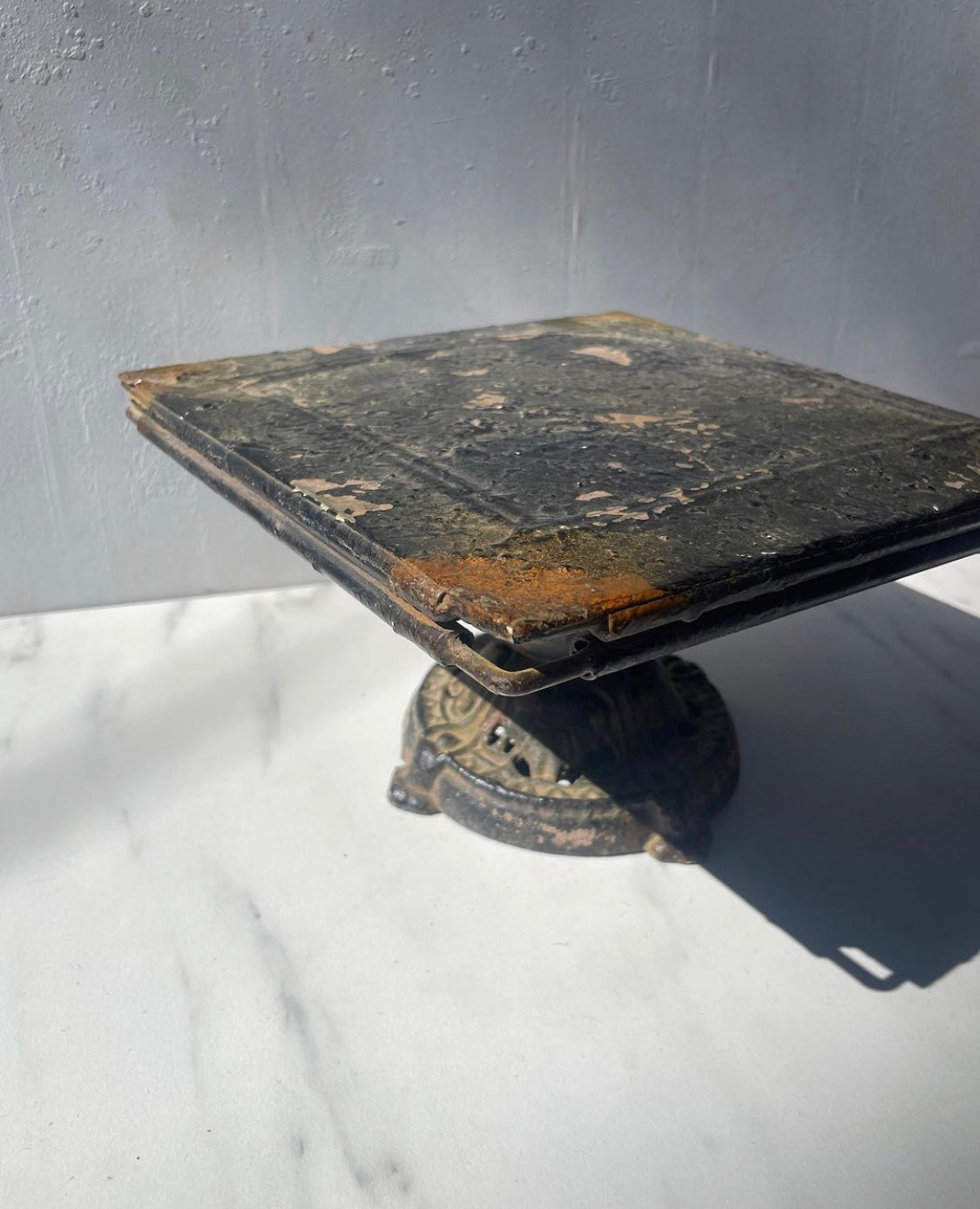 Vintage cast Iron and Metal Pedestal / Cake Stand