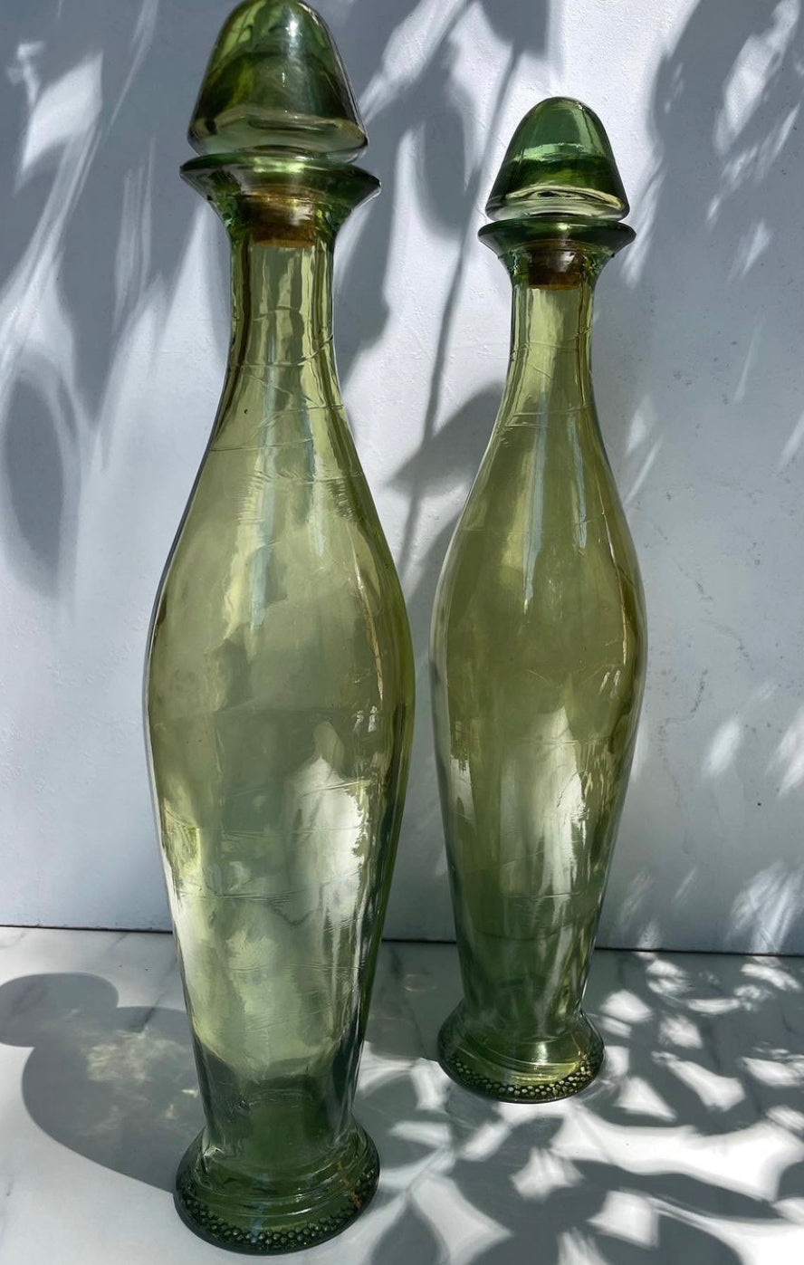 Midcentury Spanish  Genie Green Glass Decanter Bottles (ONLY ONE)