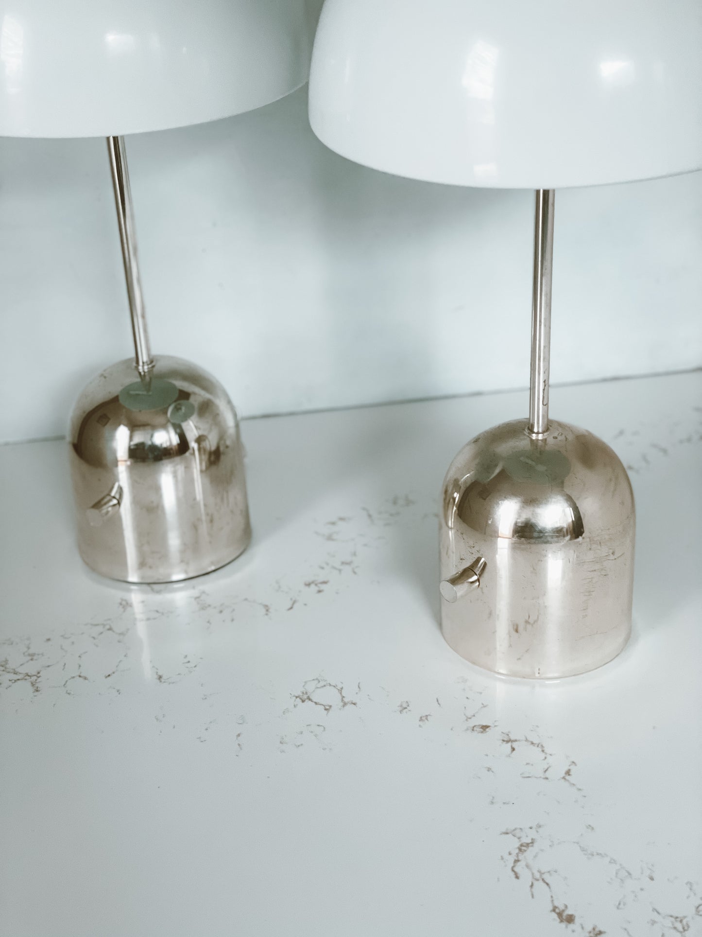 Chrome & Metal Mushroom Table Lamp Set