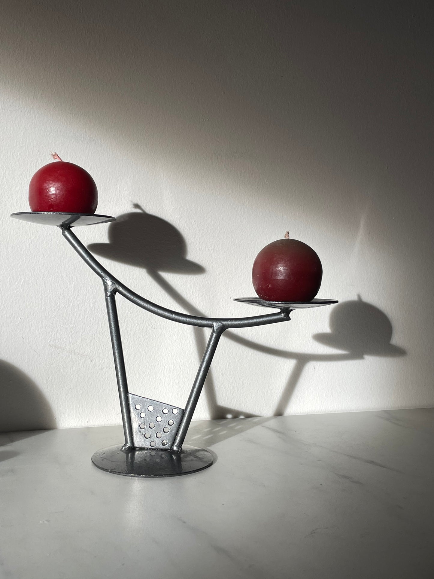 Tiered Silver Coated Forged Steel Candle Holder