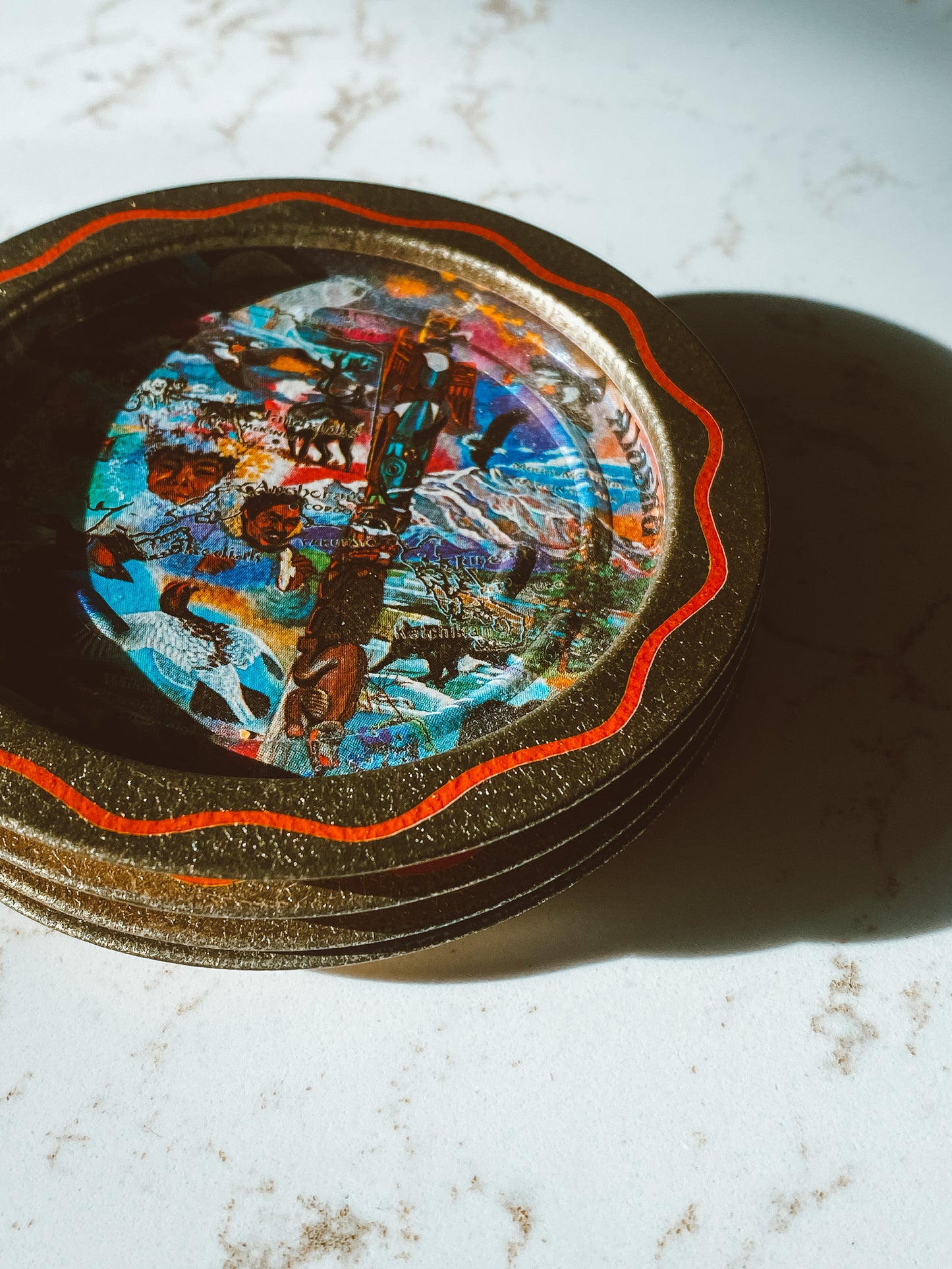 Vintage Hand Painted Alaskan Metal Coasters