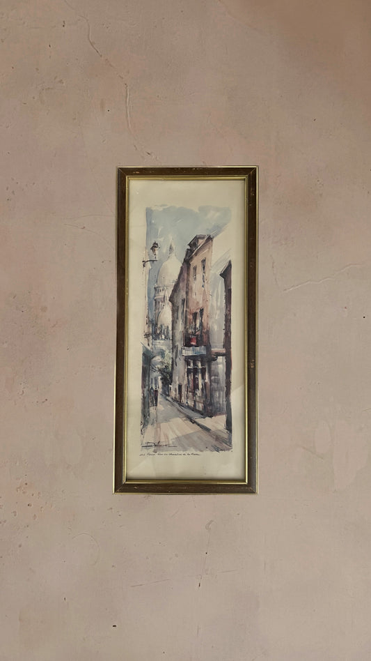 Vintage Paris “Rue Du Chevalier de la Barre Framed Watercolor Print