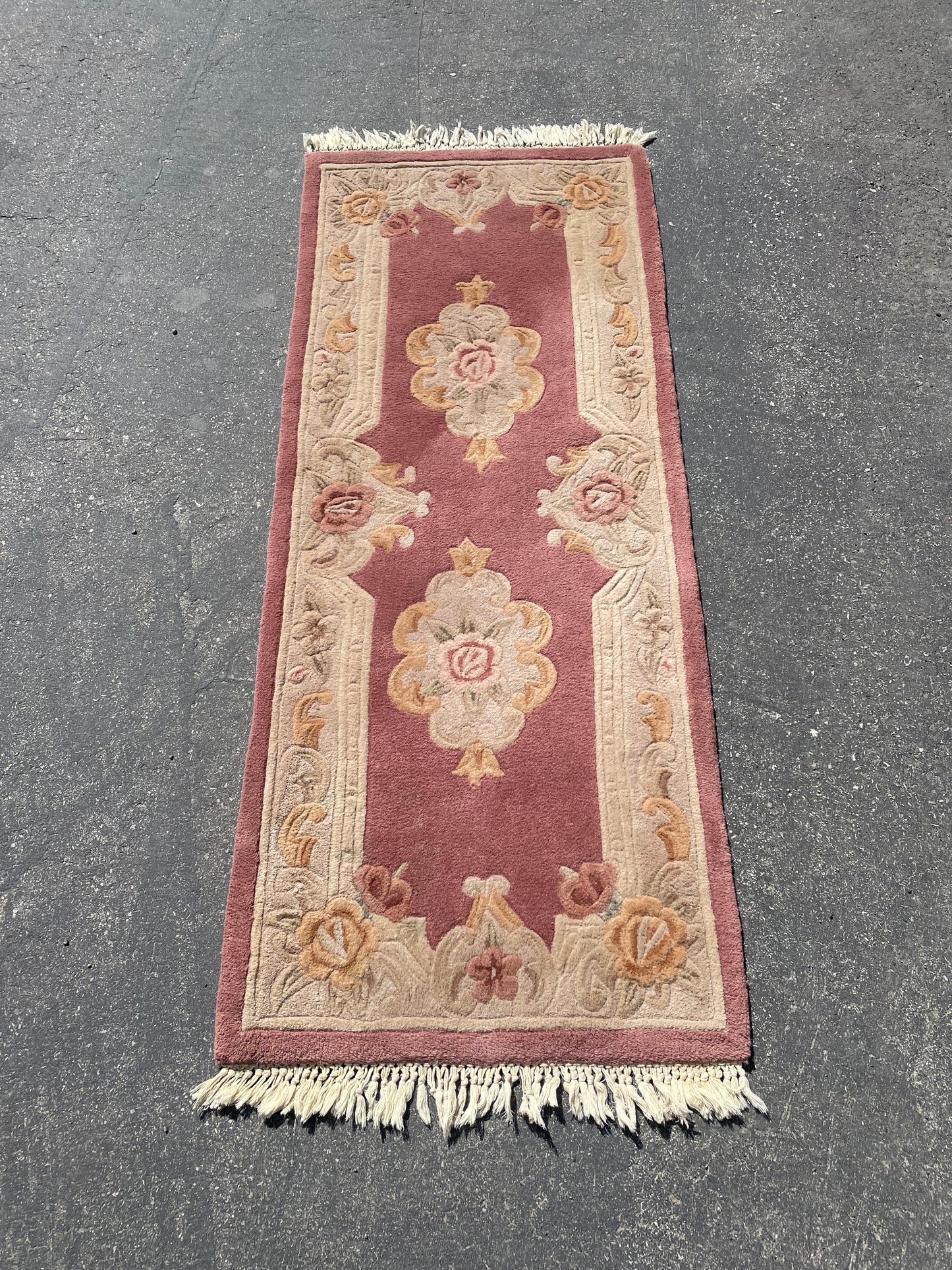 Vintage Pink Wool Runner