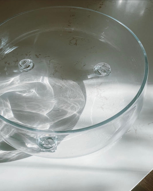 Handblown Trifoot Glass Centerpiece Bowl