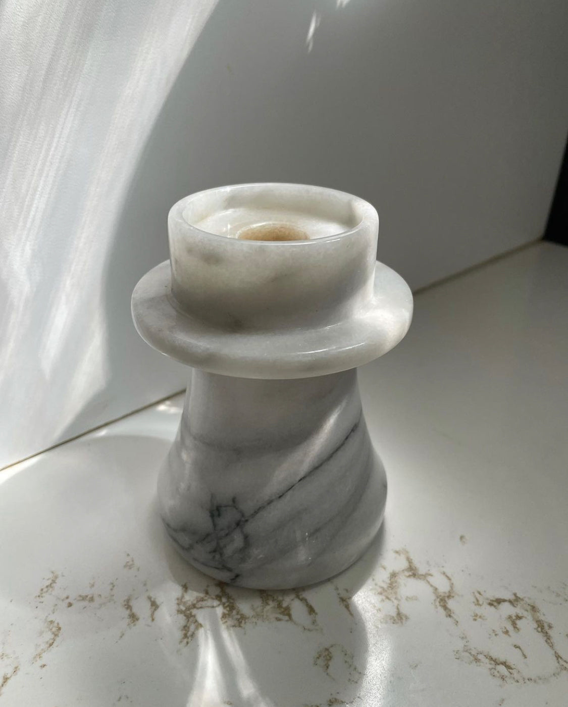 Gray Marble Tea Light Candle Holder