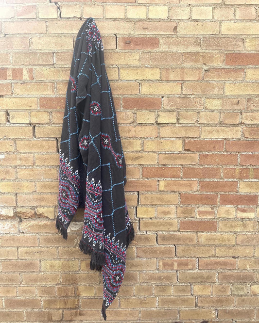 Nordic Handknit Embroidered Winter Throw Blanket