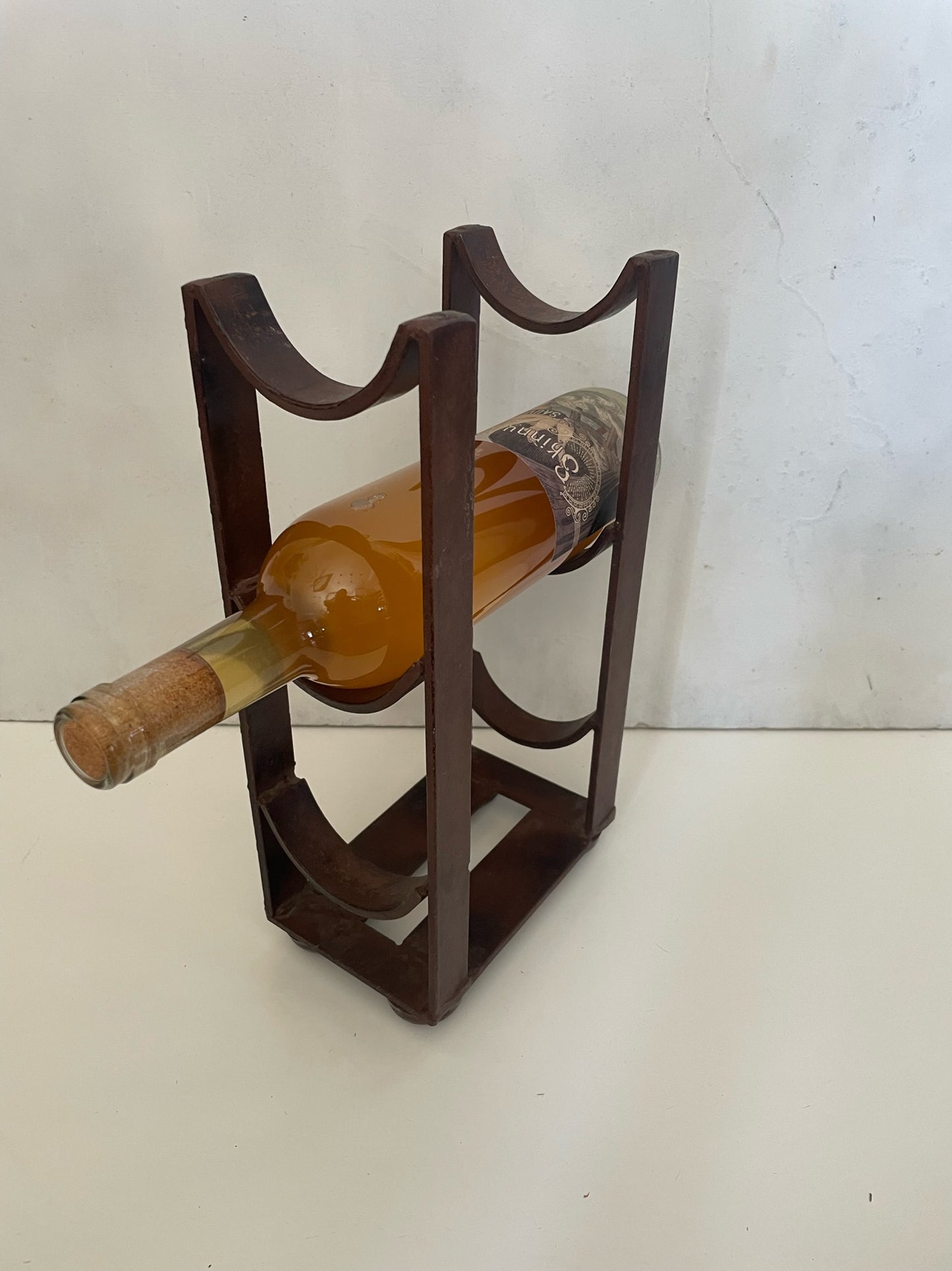 Maroon Welded Iron 3-Bottle Wine Rack