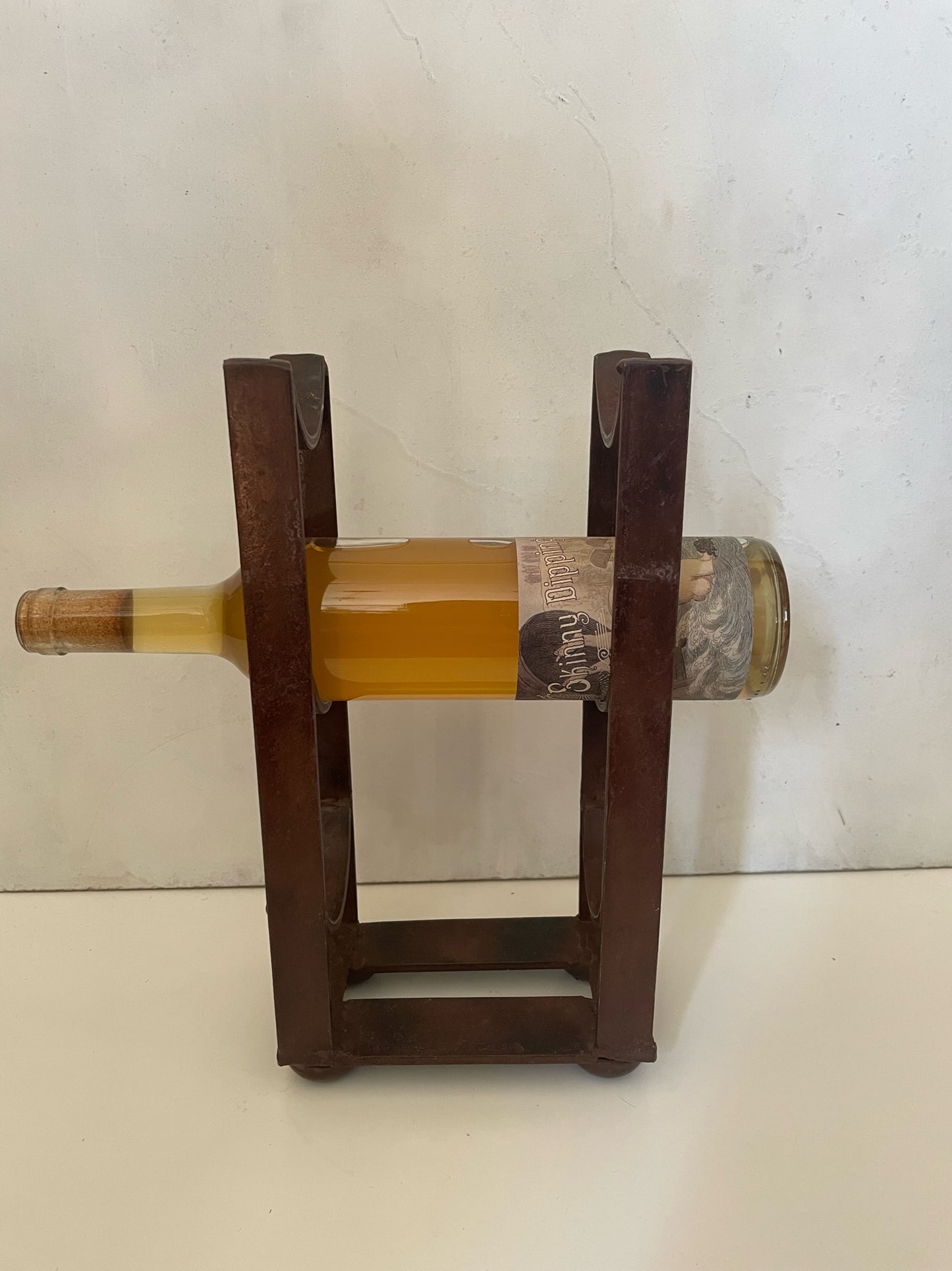 Maroon Welded Iron 3-Bottle Wine Rack