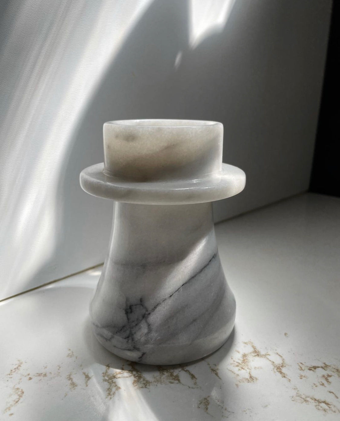 Gray Marble Tea Light Candle Holder