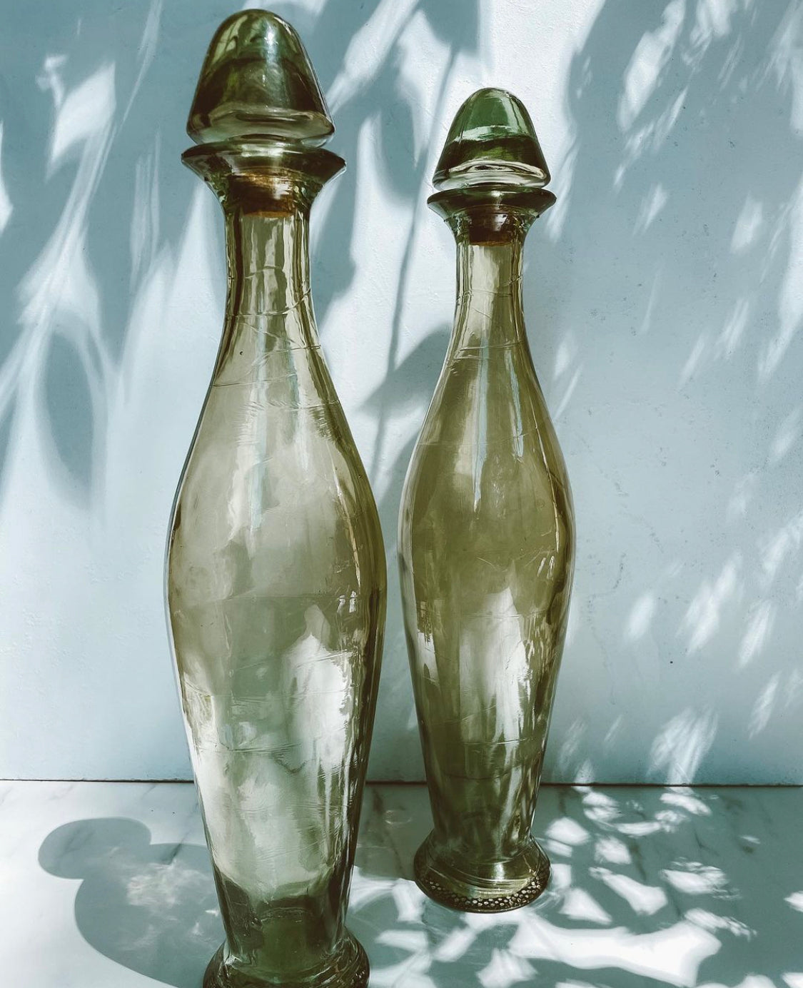 Midcentury Spanish  Genie Green Glass Decanter Bottles (ONLY ONE)