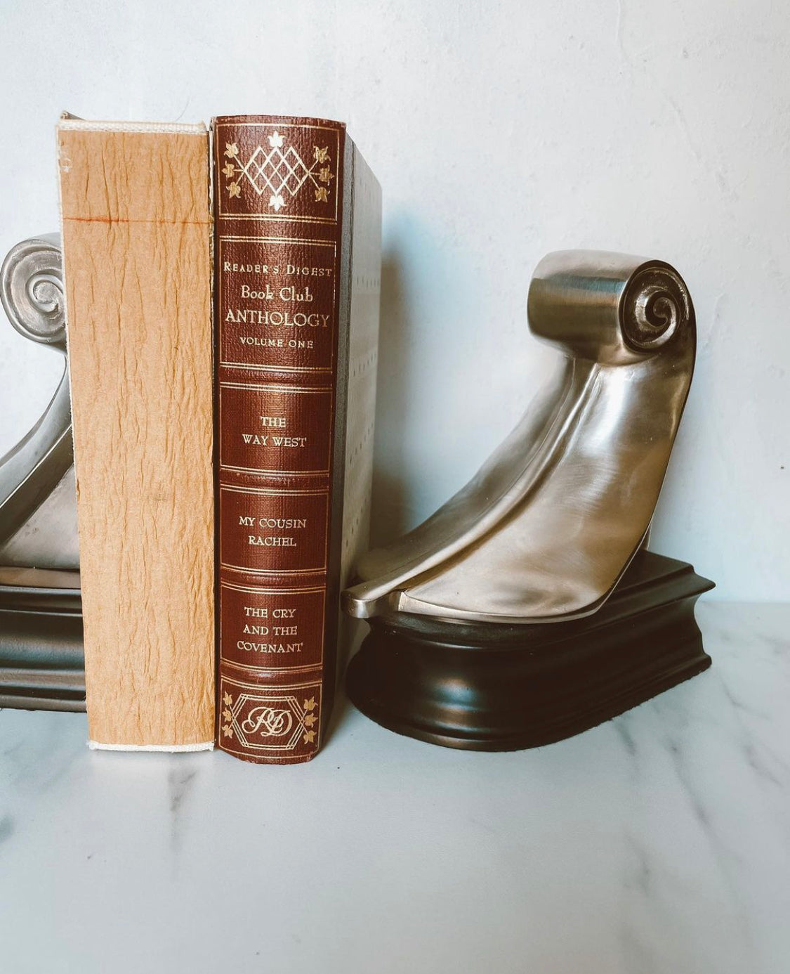 Silver Feather Scroll Heavy Bookends