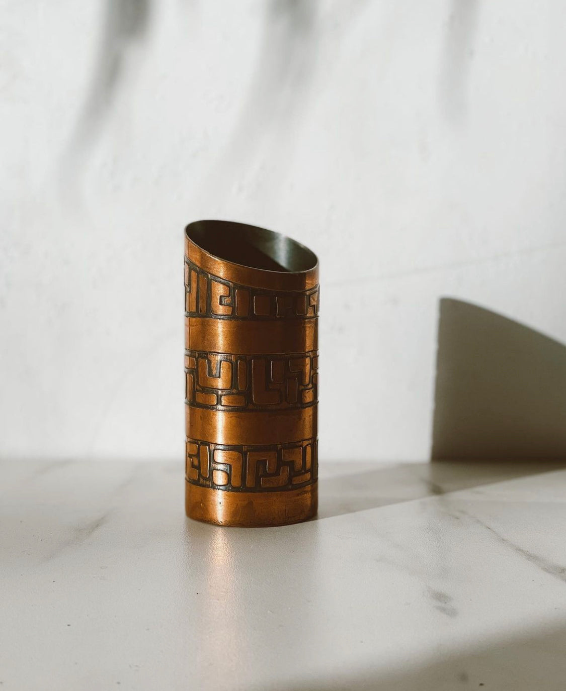 Copper Coated Metal Canister made in Chile Perfect For Pens, Brushes, Etc.