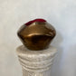Bronze Ceramic Organic Abstract Vase with Matte Red Interior