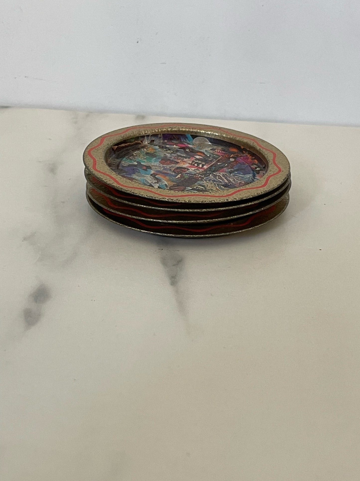 Vintage Hand Painted Alaskan Metal Coasters