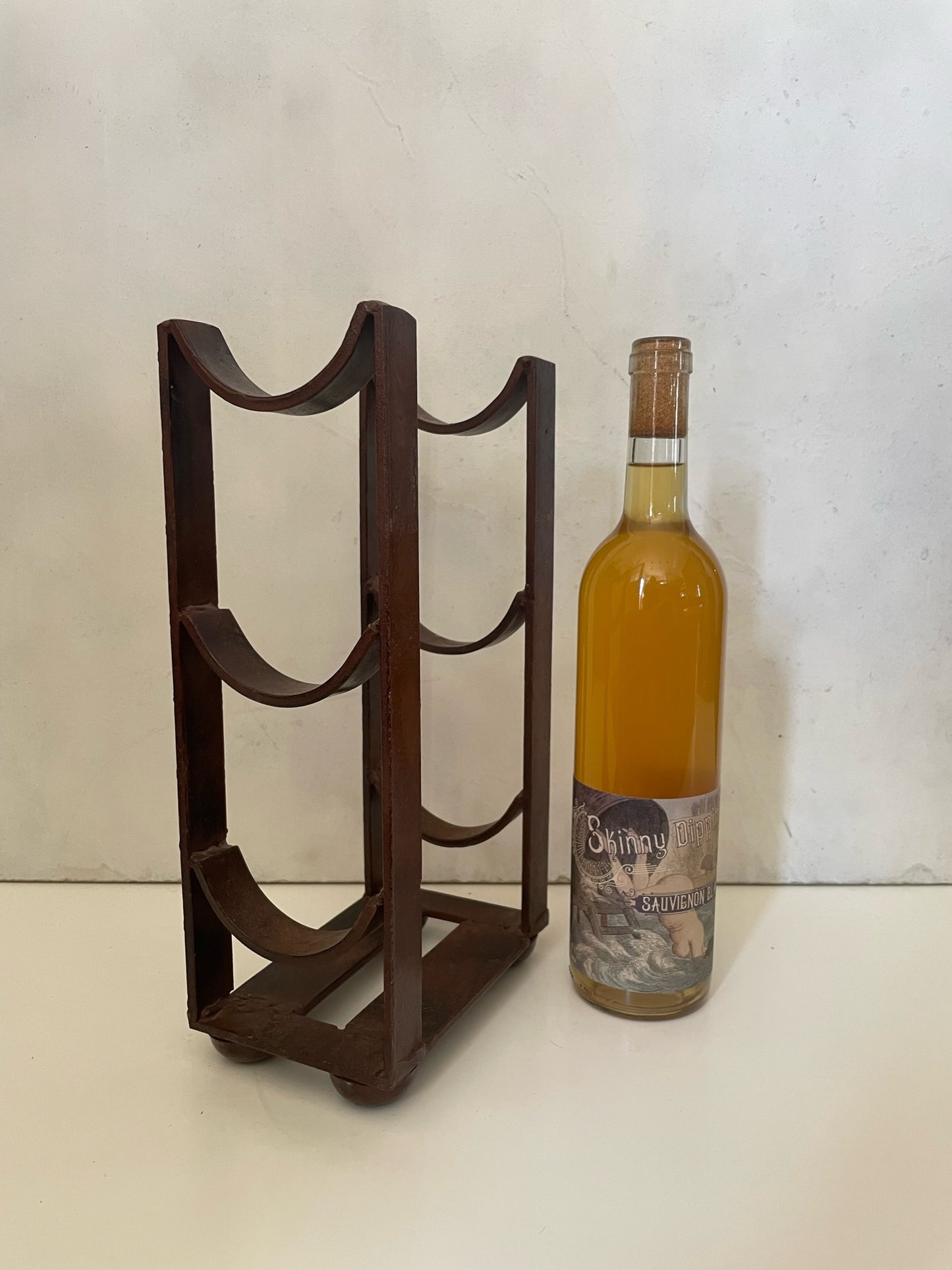 Maroon Welded Iron 3-Bottle Wine Rack