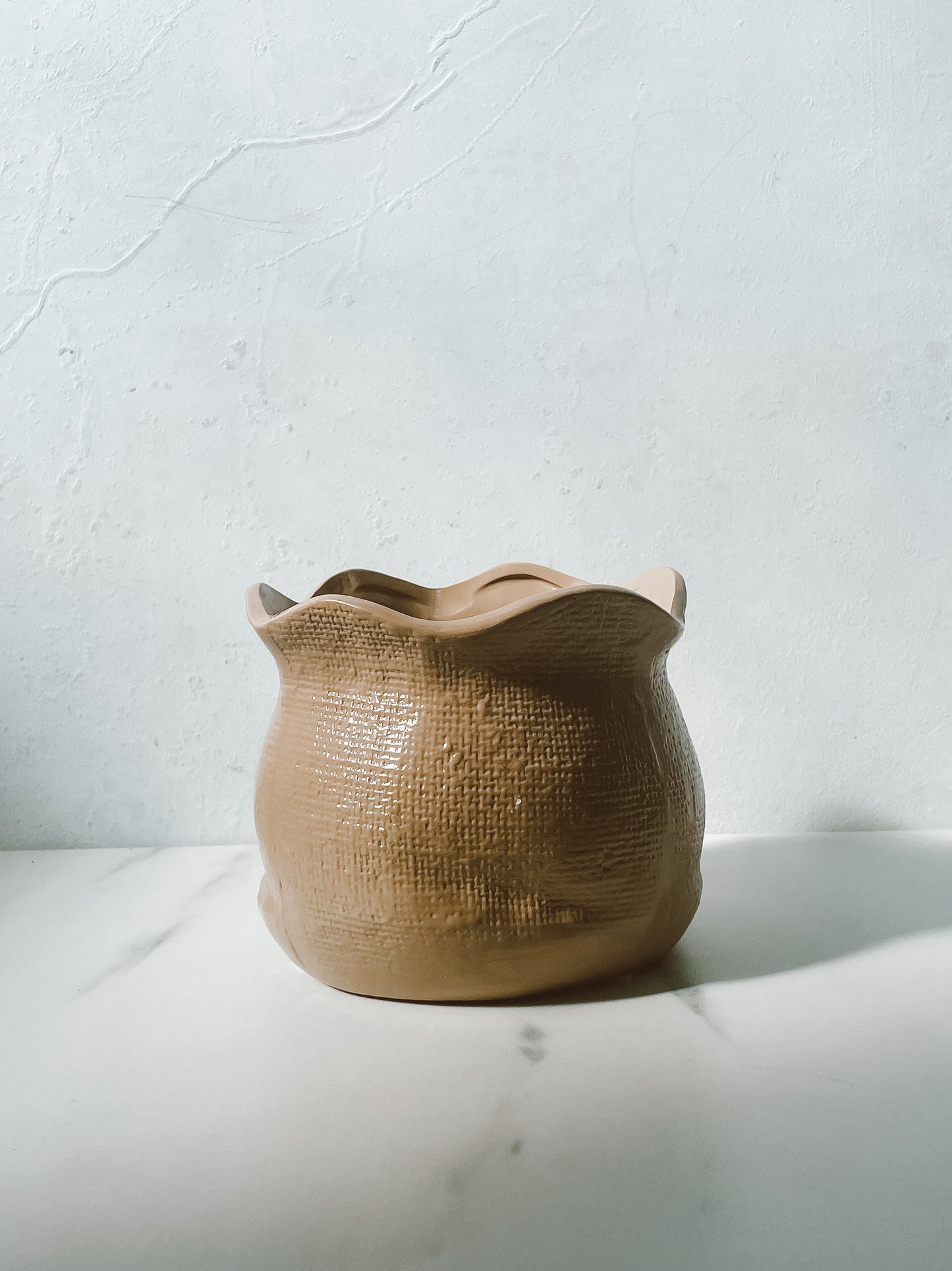 Petal-lipped Planter with Pressed Woven Texture